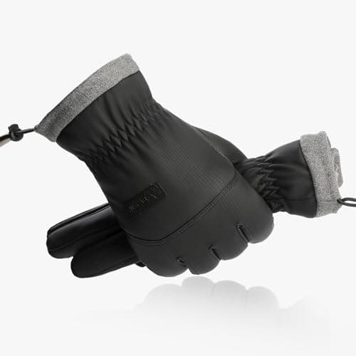 apaepr Winter Waterproof Ski Gloves Men Women, Snow Warm Cycling Cold Weather, Driving Biking Running (Balck, Medium) - Thumbnail 2
