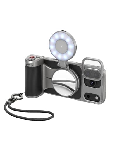 TELESIN Master Grip Universal for iPhone/MagSafe, Magnetic Phone Camera Grip with C03 Selfie Light Creator Kit Built 3200mAh Battery Wireless Charging -【Graphene Case Only for iPhone 17 Pro Max】