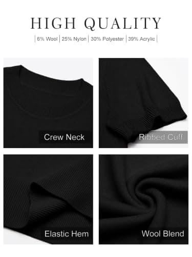 GKBK Women's Short Sleeve Sweaters Lightweight Wool Blend Knit Pullover Summer Tops Soft Basic Tee Shirts Business Casual Outfits for Women 2026 Fashion Trendy Black M - Thumbnail 4