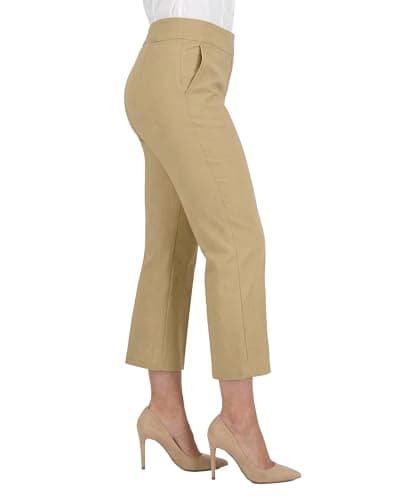 Stelle Women's Pull On Capri Pants with Pockets Business Work Casual Pants Dune Medium - Thumbnail 5