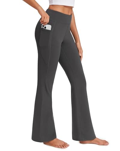 Stelle 31" Fleece Lined Leggings for Women Thermal Bootcut Yoga Pants High-Waisted Winter Leggings with Pockets(Charcoal, L) - Image 1