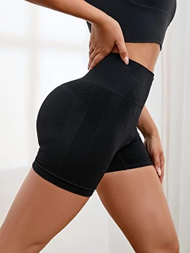 YOAKUKA Women's 4 Piece Workout Shorts Yoga Gym Seamless Scrunch High Waist Pants Athletic Control Ruched Shorts - Thumbnail 4