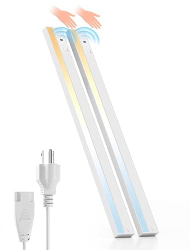 Ensenior 32 Inch Hand Wave LED Under Cabinet Lighting Plug in or Hardwired with Dimmable 5CCT CRI 90+ 2.4G Wireless Sync, Under Counter Lights for Kitchen, 120V, 18W 1100LM, 2 Pack - Image 1