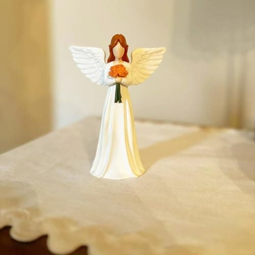 AURIFEROUS Angel Statue, Guardian Angel Figurine Handheld Flower for Women, Gift for Mothers Day, Birthday, Valentines Memorial & Sympathy, Home Decor Sculpture - Thumbnail 3