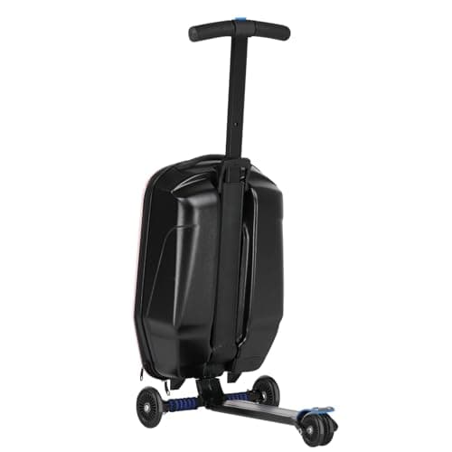 Scooter Luggage For Kids & Adults， Hardside Ride On Suitcase For Kids Ages 4-15 Multifunctional Lightweight Foldable Carry On Luggage With Wheels Ride On For Children Teenagers (Light Pink, 20") - Thumbnail 4