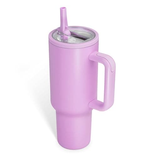 Sioncal 40 oz Insulated Tumbler with Handle and Straw | 100% Leakproof Insulated Water Bottle Travel Mug | Double Wall Vacuum Insulated | Cup Holder Friendly | BPA-Free (Dark Purple)