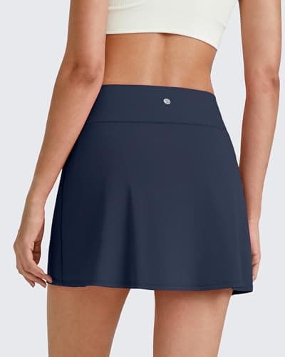 G4Free Skirts for Women Trendy Summer Soft Tennis Skorts with Pockets Ladies Elastic High Waisted Golf Athletic Lounge Skirt Inner Shorts(Dark Navy,S) - Thumbnail 6