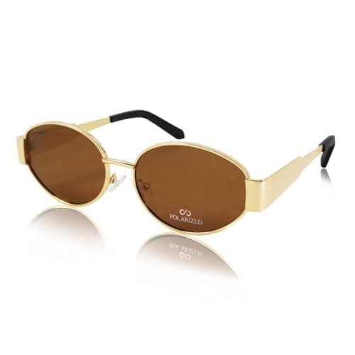 JiSoo Gold Retro Oval Sunglasses for Women - Polarized Sunglasses Women Vintage Trendy Sun Glasses 2025 - Image 1