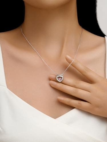 CERGISE Pink Heart Necklace Infinity Chain Jewelry for Women - Thumbnail 3