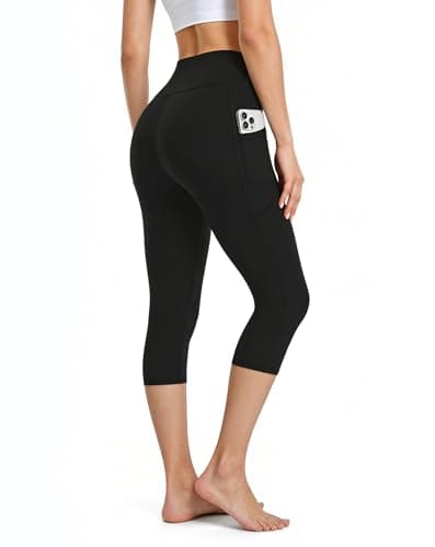 SEAJOJO Yoga Capri Pants for Women Activewear Crossover High Waisted Athletic Leggings Workout Running - Thumbnail 2