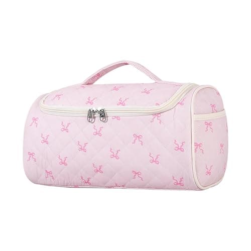 GISMTR Quilted Hair Tools Travel Case, Cotton Portable Storage Bag with Hanging Hook for Hair Curler Accessories, Cute Dustproof Travel Organizer - Image 1