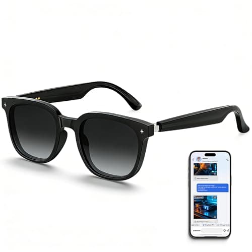 2026 AI Smart Glasses with Bluetooth,Open-Ear Audio Bluetooth Glasses for Men,Real-Time Translation 130+ Languages,AI Meeting Assistant,Gesture Control,9H Battery,35g Lightweight,Daily&Business Use