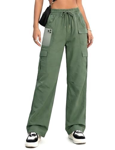 KPSUN Women's Cargo Pants 30" Lightweight Quick Dry Casual Travel Pant Streetwear for Work Hiking Outdoor with 8 Pockets(Green S) - Image 1