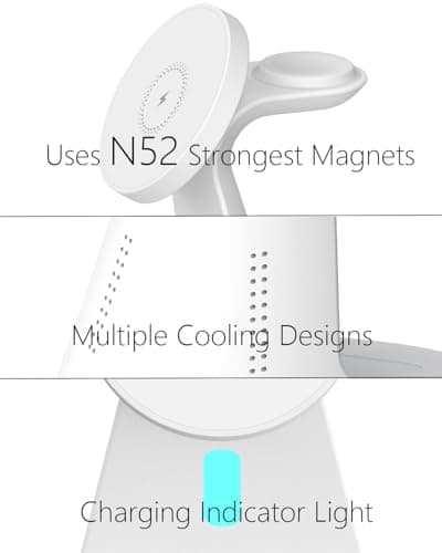 Wireless Charger Compatible with Mag-Safe,3 in 1 Charging Station for iPhone17/16/15/14/13/12 Series, Apple Watch,AirPods,15W Fast Charging (Adapter Included) - Thumbnail 4