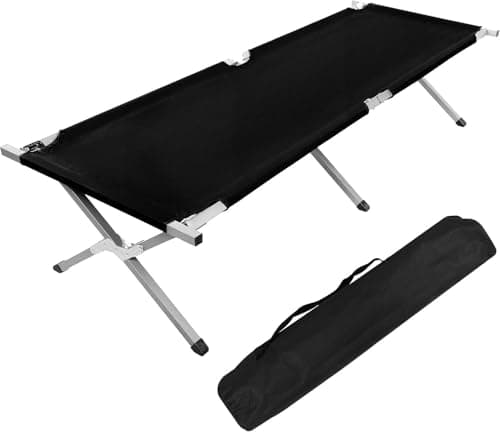 HOMSUPPLIE'S Folding Camping Cot,Outdoor Portable Camp Bed, Sleeping Cots with Carry Bag (Black)
