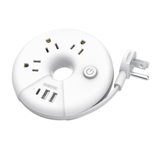Travel Power Strip, NTONPOWER 3 Outlets 3 USB(1 USB C) Cruise Approved Power Strip, Short Extension Cord 3ft, Travel Essentials for Home, Hotels, Cruise Ship, Vacation, White, i-Donut - Image 1