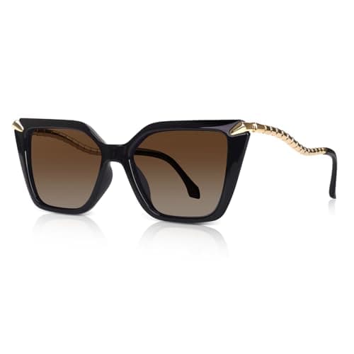 DrRelax Big Square Sunglasses Womens Retro Polarized Sun Glasses with Metal UV 400 Protection - Image 1