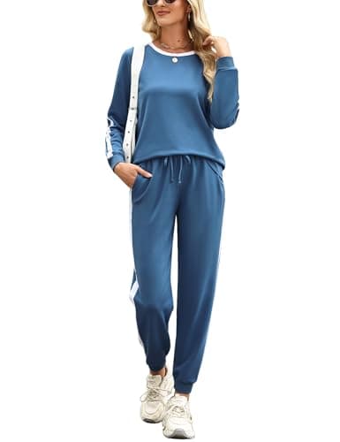Marvmys Women Long Sleeve Sweatsuit Set Casual 2 Piece Lounge Set Fashion Travel Outfits Jogger Set