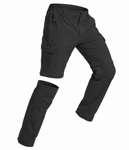 NATUVENIX Men's Hiking Pants Convertible Lightweight Fishing Pants Men Zipper Off Quick Dry Travel Outdoor Black - Image 1