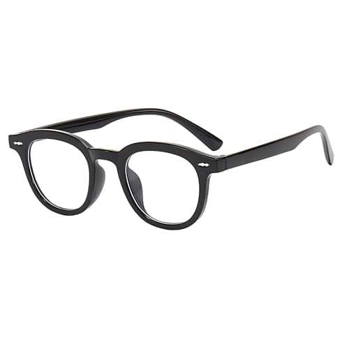 Nuanho Blue Light Glasses for Woman Men, Round Computer Glasses Anti Eyestrain for Better Sleep with Clear Lens & TR90 Frames(A2 Light Black)
