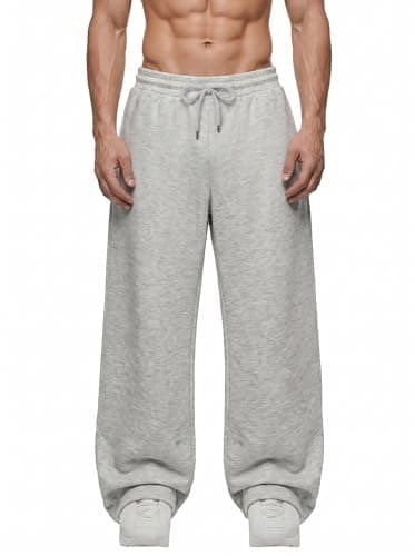 Comdecevis Baggy Sweatpants Men Open Bottom Casual Cotton Pants Unisex Mens Athletic Pants Pantalones De Hombre XXL(40) Light Gray - Thumbnail 4