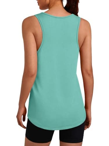 3rd hill Women's Workout Tank Tops Racerback Quick Dry Sleeveless Shirt for Yoga Running Gym Loose Fit Athletic Tanks Turquoise XL - Image 1