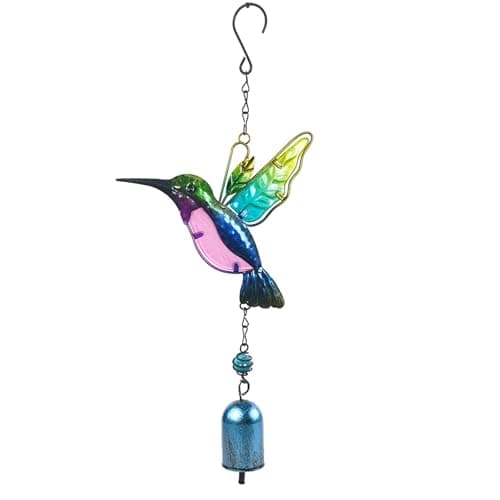 Wind Chimes Hummingbird, Garden Small Wind Chime for Home, Party, Festival Decor, Glass Garden Valentines Day Gift Decoration Indoor/Outdoor, Lifelike Hummingbird Bell Deep Tone Style