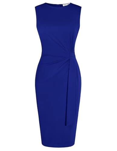 GRACE KARIN Women Work Dress,Bodycon Pencil Business Dresses,Sleeveless Cocktail Dresses Knee Length Royal Blue XL - Image 1