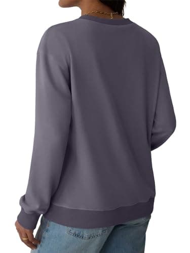 GKBK Womens Casual Long Sleeve Sweatshirt Crew Neck Crewneck T Shirt Tshirt Cute Pullover Tops Relaxed Fit Thin Soft Comfy Light Weight Loose Fit Sweater 2026 Fashion Clothes Trendy Outfits Purple M - Thumbnail 3