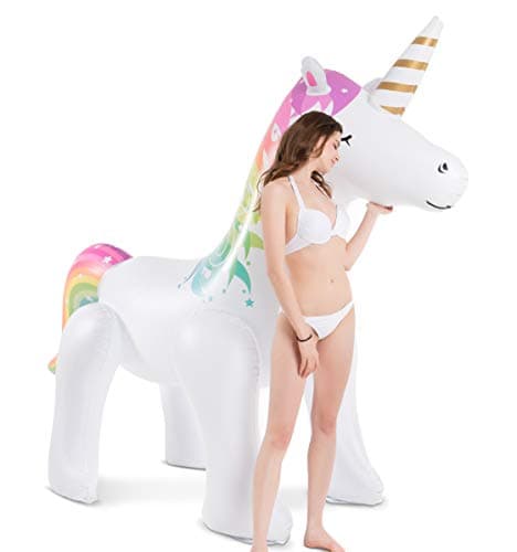 Jasonwell Unicorn Sprinkler Inflatable Water Sprinklers Outdoor Water Toys Inflatable Ginormous Unicorn Toys Yard Sprinkler for Kids (L) - Thumbnail 6