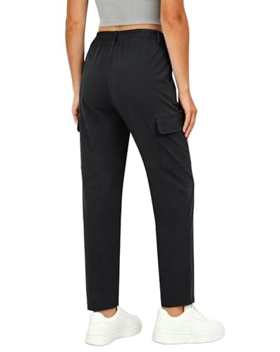JEKAOYI Womens Hiking Cargo Pants High Waisted Lightweight Quick Dry Joggers with 4 Pockets for Outdoor Travel Black - Thumbnail 2