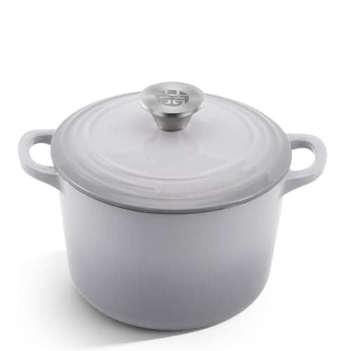 WANGYUANJI 2.8 Quart Small Enameled Cast Iron Dutch Oven with Lid, 7.5-Inch Mini Cast Iron Pot for Sourdough Bread Baking & Soups, Gradient Gray Enamel Cocotte - Image 1