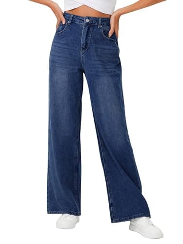 Genleck Baggy Jeans Women Loose Fit Wide Leg High Waisted Jean for Woman Oversized Y2K Pants Trendy (Dark Blue,2) - Image 1