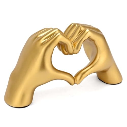 Heart Hands Sculpture Gold Resin Home Decor Heart Decorations Modern Love Finger Statue for Living Room, Shelf Table Vanity Entryway DéCor (Gold) - Image 1