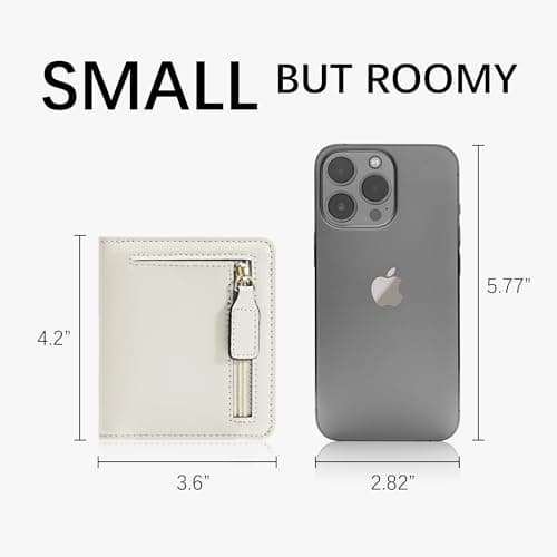Gostwo Womens Wallet, Small Wallet for Women, Compact Bifold Card Holder, Mini Slim RFID Blocking Cash Wallet, Billfolds Thin Leather Zipper, Gift for Ladies Teen Girls Travel with ID Window, Beige - Thumbnail 5