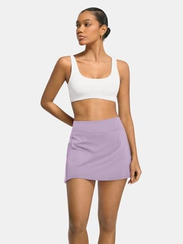 AFFOLE Women's Tennis Golf Skirts High Waisted with Pockets Inner Shorts for Athletic Skorts Sports Running Pickleball Purple - Thumbnail 4