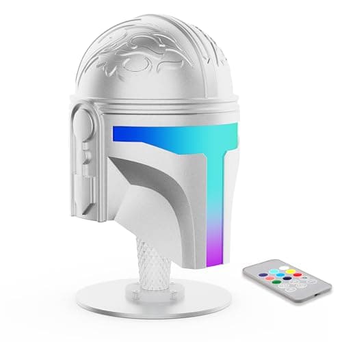 PXXGOGO Wars Helmet Night Light, Hand-Polished Metal Material Decor, Color Changing Cute Mood Light, Rechargeable Desk Collection, Collectible Gift Idea. - Image 1