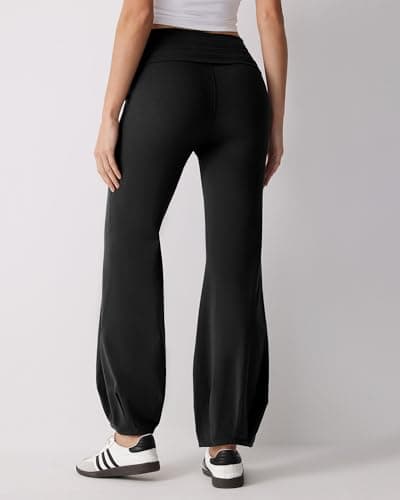 MOOSLOVER Women Quick Step Bubble Pants Drawstring High Waist Flare Leggings Casual Lounge Yoga Active Pant(XL,Black) - Thumbnail 2