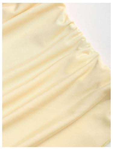 Milumia Women's Y2k Cowl Neck Ruched Tank Top Seashell Sleeveless Fitted Summer Tops Yellow Small - Thumbnail 4