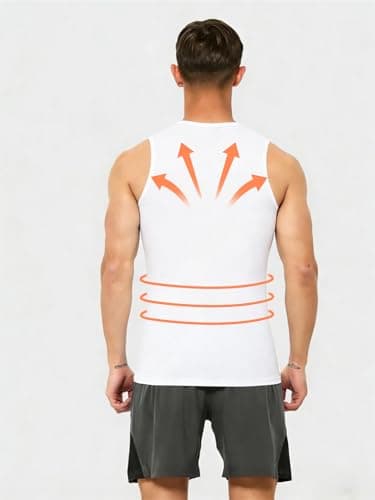 NIEEHBEGST 1 Pack White Men Compression Tank Top Slimming Body Shaper Shirt Tummy Control Workout Shapewear XXL - Thumbnail 2