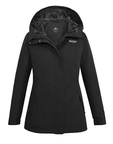 Pioneer Camp Womens Winter Parka Warm Puffer Coat with Hood Windproof Water Resistant Jacket, Black, XL - Image 1