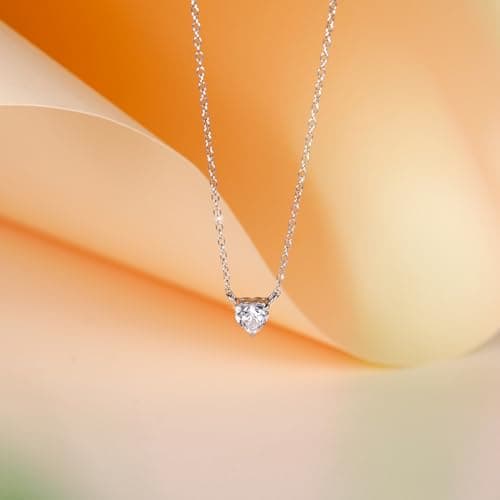 EAMTI 925 Sterling Silver Heart Necklace for Women Cubic Zirconia Necklace Halo CZ Pendant Dainty Jewelry Gifts for Women Extenders with Lobster Clasp Gifts for Women Anniversary Day/Valentine’s Day - Thumbnail 2