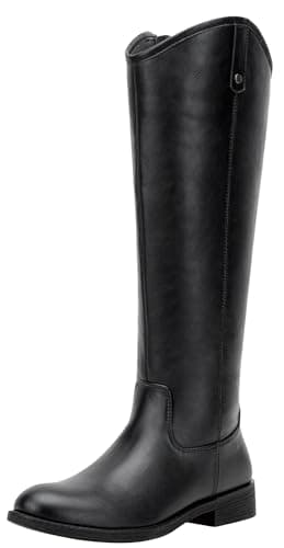 Vepose Women's Knee High Boots 956 Black Zipper Casual Weather Tall Fashion Retro Vegan Boots for Women Size 8.5(CJY956 Black 08.5) - Image 1