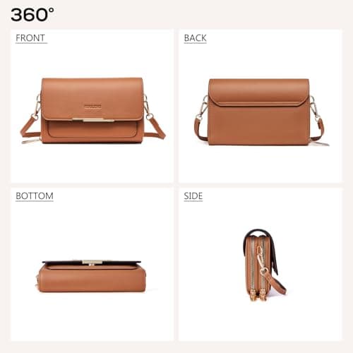 Roulens Small Crossbody Bag for Women,Cell Phone Purse Women's Shoulder Handbags Wallet Purse with Credit Card Slots - Thumbnail 4