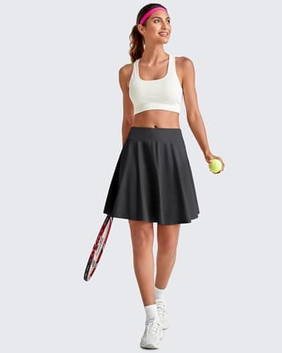 G4Free Athletic Skirts Casual Summer Knee Length Golf Skorts with Pockets Soft Lightweight Running Workout Tennis Skirt Built-in Shorts(Black,L) - Thumbnail 6
