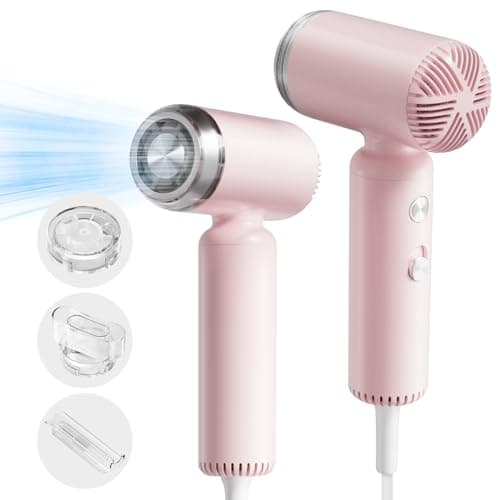 Hair Dryer, [Super Mini] Ionic High-Speed Blow Dryer 110V Travel 200 Million Negative Ions, 110,000RPM Brushless Motor for Home Salon Fast Drying Portable Lightweight, Pink - Image 1