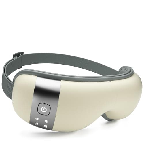 ReliefRX Ultra-Quiet Eye Massager with Heat and Cooling, Lightweight Eye Massager for Relaxation and Eye Strain Relief, 5 Modes Portable Eye Care Machine for Home, Office, and Travel - Creamy White - Image 1