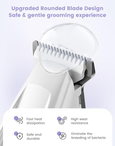 PAPMINI Dog Paw Trimmer with LED Light, 35dB Low Noise Paw Trimmers for Dog's Feet, 2 Speed Safety Electric Dog Clippers for Grooming, Rechargeable Cat Shaver for Paws, Ears, Face, Rump (White) - Thumbnail 3
