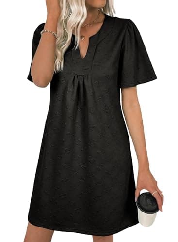 BLENCOT Baby Doll Dresses for Women Oversize 2026 Casual Loose Pullover Shift Tunic Mini Dress Short Sleeve Fashion Spring Outfits Maternity Dress Black S - Image 1