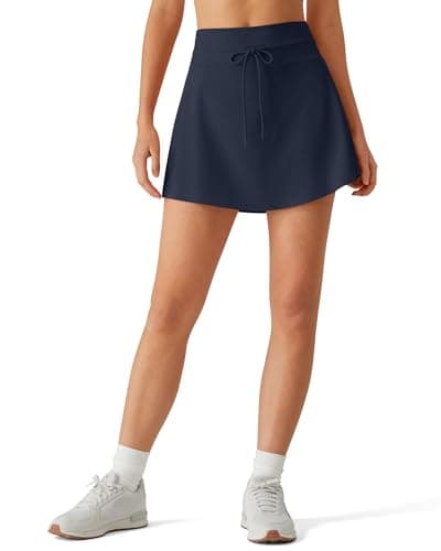 G4Free Skorts for Woman with Pockets Bulit-in Shorts Elastic Waistband Tennis Skirt Drawstring Summer Golf Casual Soft Skirts(Dark Navy,XS) - Image 1
